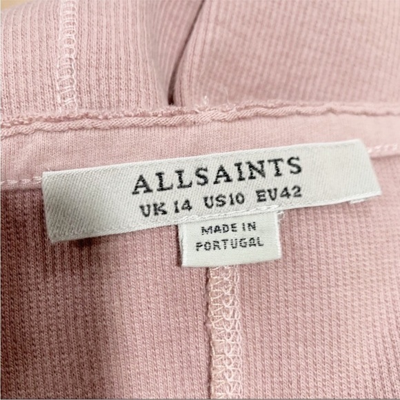AllSaints Alysia Zip Front Pink Bodysuit - Picture 4 of 4